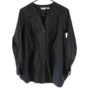 Caffe Marrakesh Club Resort V Neck Black Tunic Women’s Size Med Pintuck EUC